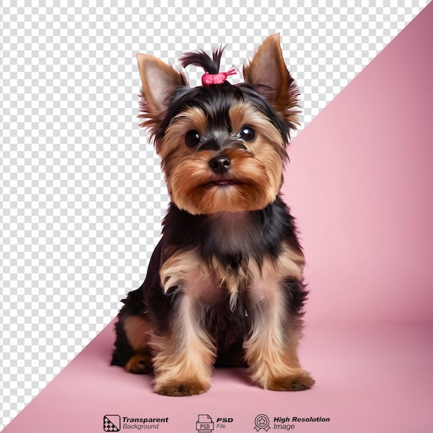 Yorkshire terrier jong ras op doorzichtige achtergrond geïsoleerd