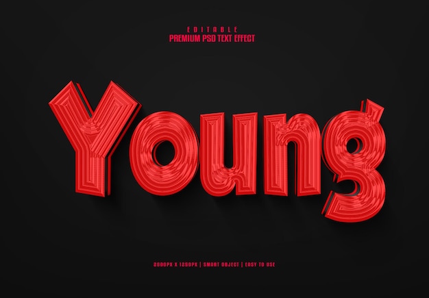 Young 3d bewerkbaar premium psd tekst effect