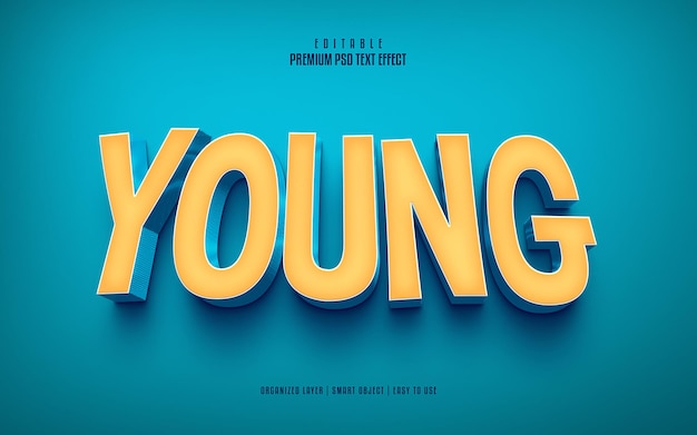 Young 3d editable premium psd text effect