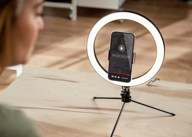 young adult using digital device mockup
