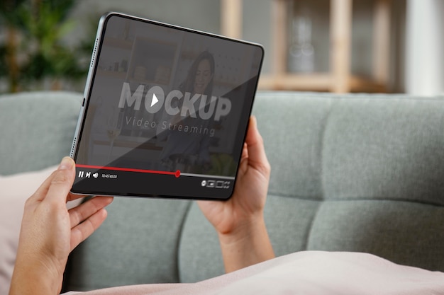 young adult using digital device mockup