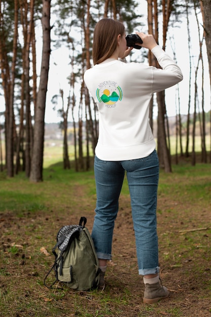 Young adult wearing forest apparel tshirt