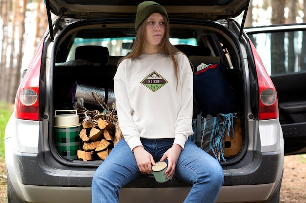 Young adult wearing forest apparel tshirt