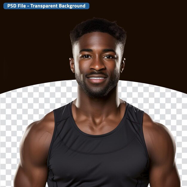 PSD a young afroamerican male fitness instructors portrait wearing gym clothing