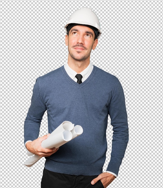 Young architect making a gesture of doubt
