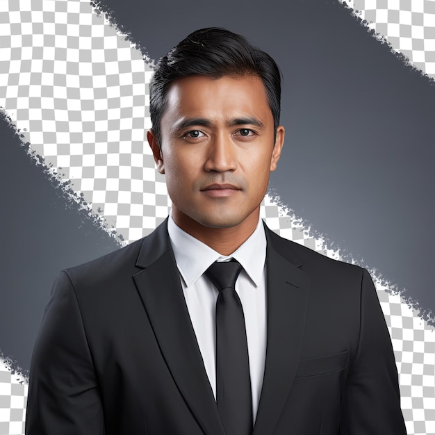 PSD young asian businessman portrait on transparent background handsome middle aged indian businessman in office attire