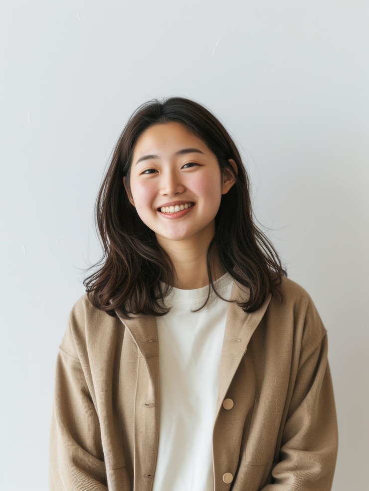PSD 캐주얼 옷을 입은 젊은 아시아 여성, 투명한 배경