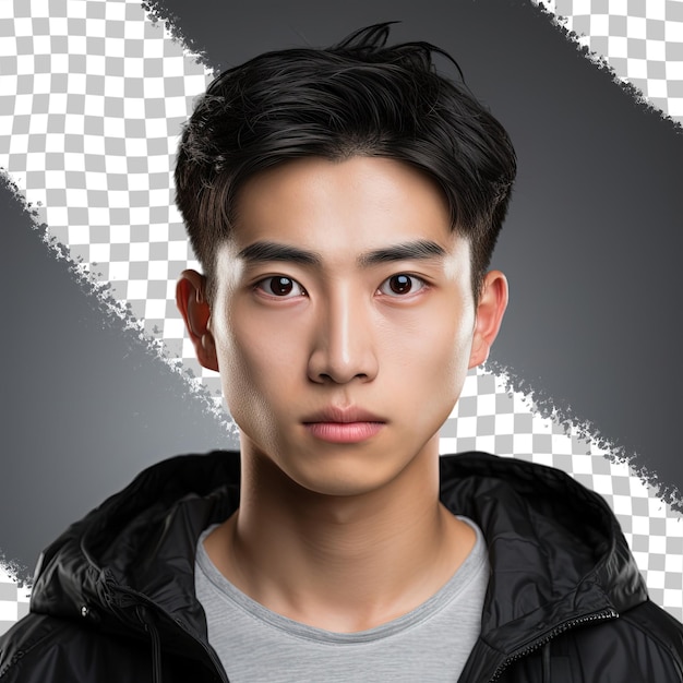 PSD young asian man photographed against transparent background