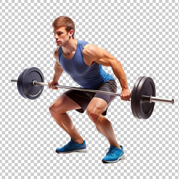 PSD young athletic man training with a barbell