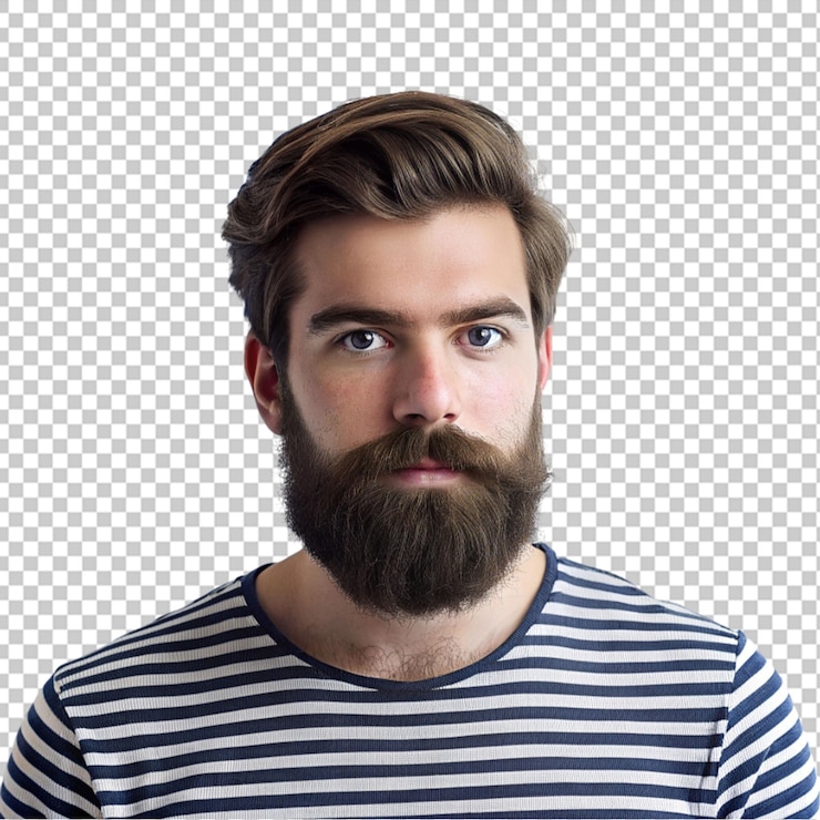 PSD young bearded man with striped