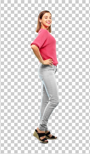 Premium PSD  Young beautiful and cool woman full body