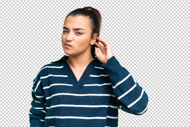 若い女性の美しさは 孤立したクロマキー背景に 疑いがある