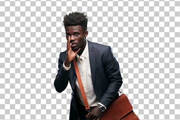 PSD young black businessman leaning forward