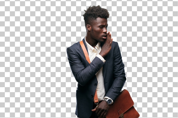 PSD young black businessman leaning forward