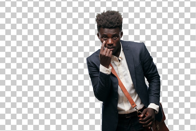 PSD young black businessman looking, observing