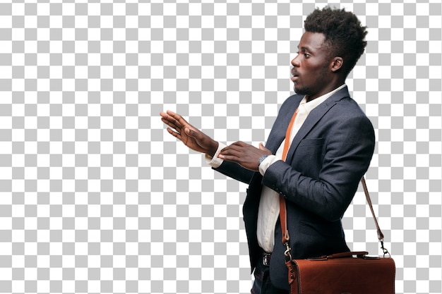 PSD young black businessman looking scared