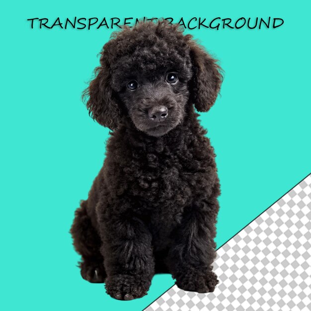 Young black labradoodle playing isolated