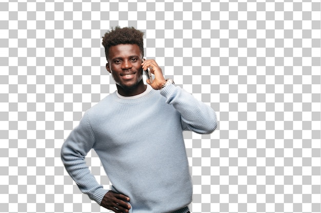 Young black man using a smart mobile telephone