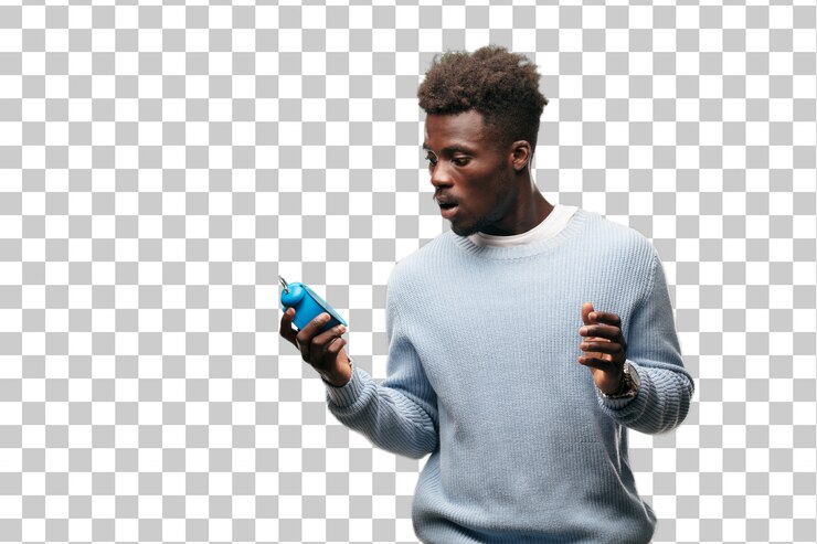 PSD young black  man with an alarm clock