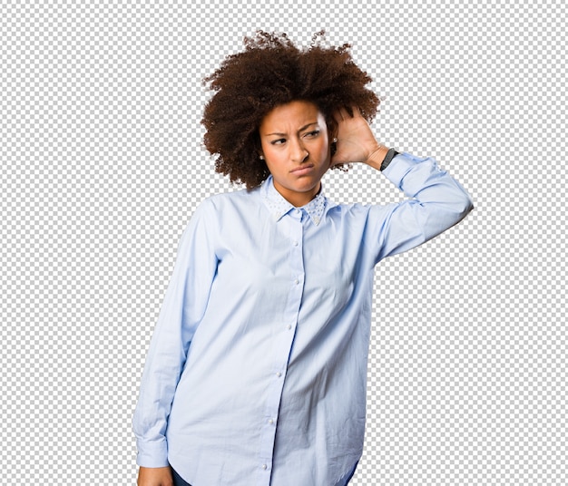 young black woman listening