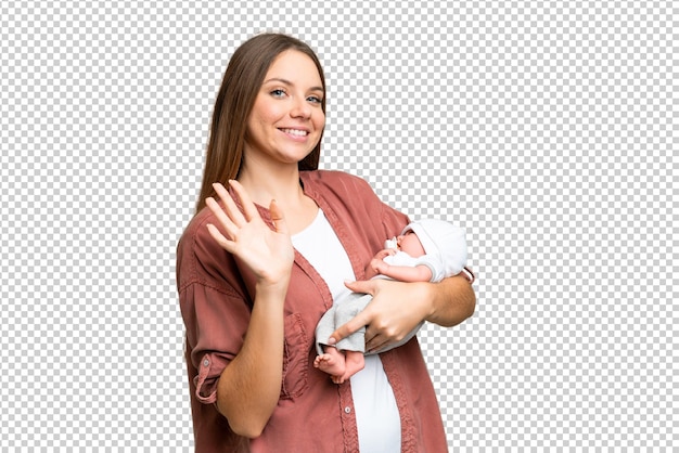 young blonde woman over isolated chroma key background