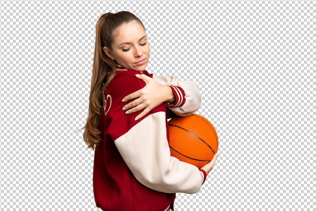 young blonde woman over isolated chroma key background