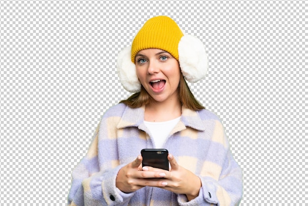 Young blonde woman over isolated chroma key background