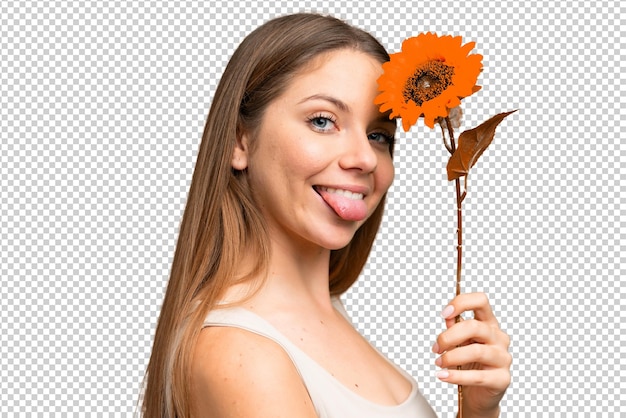 Young blonde woman over isolated chroma key background