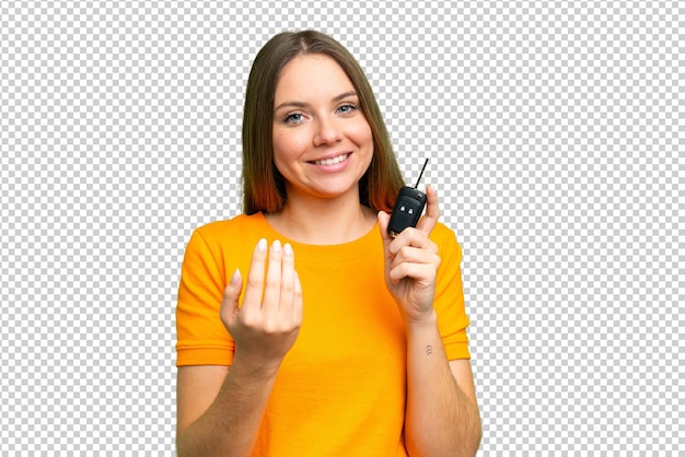 young blonde woman over isolated chroma key background