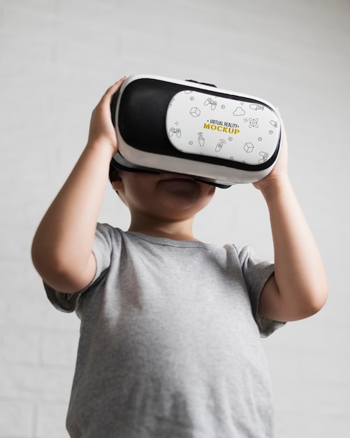 young boy trying virtual reality