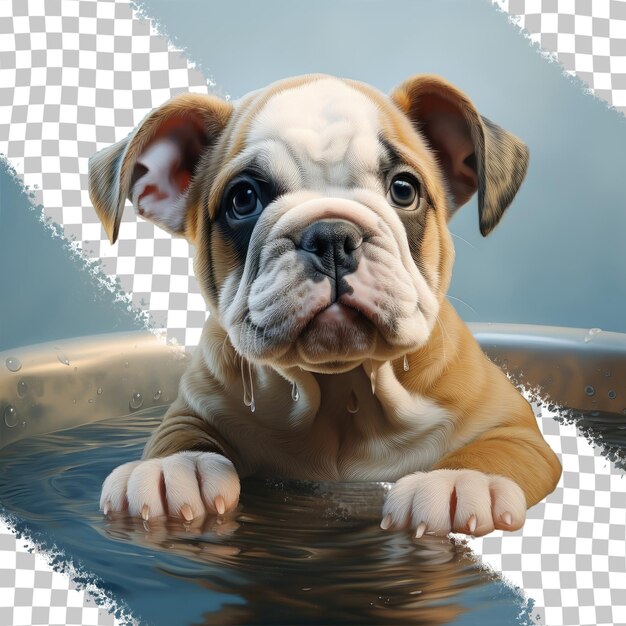 Young bulldog awaits the supervisor transparent background