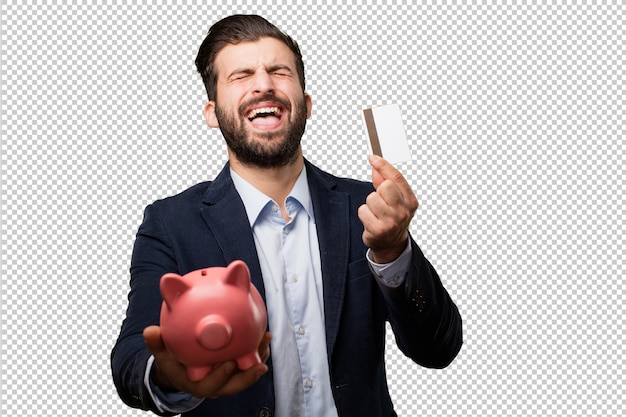 PSD young businessman face expression