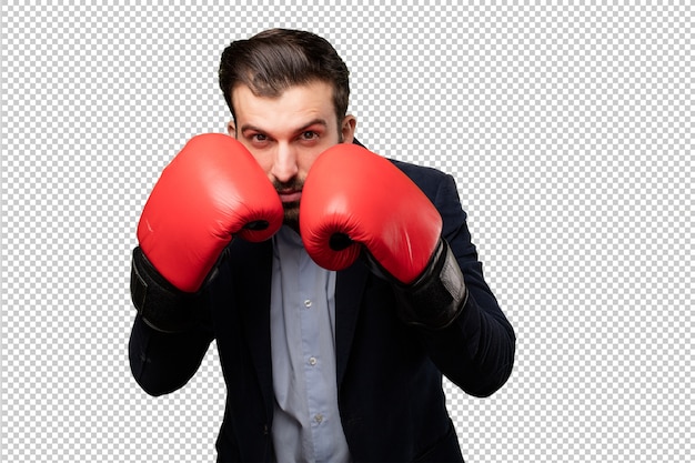 Young businessman praying