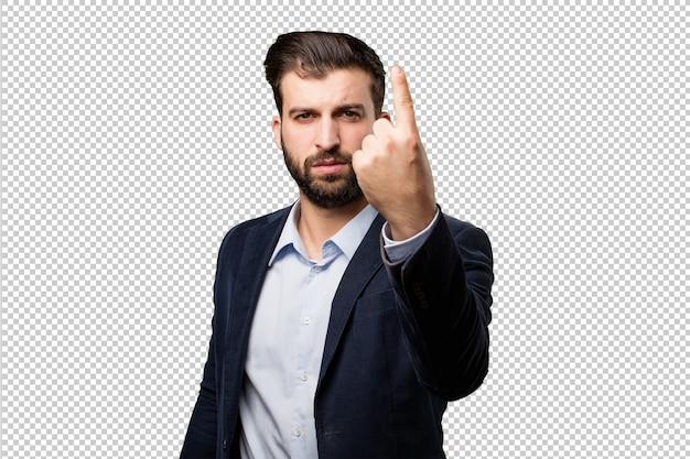 PSD young businessman vomit sign