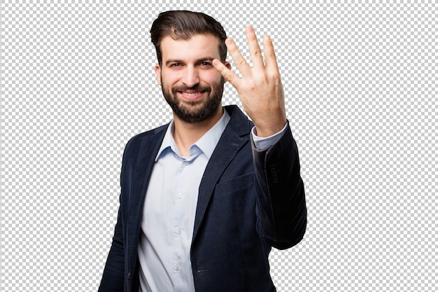 Young businessman winking eye