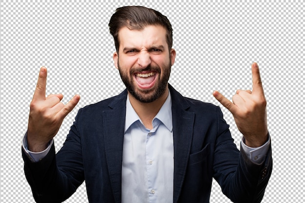 PSD young businessman with a clock