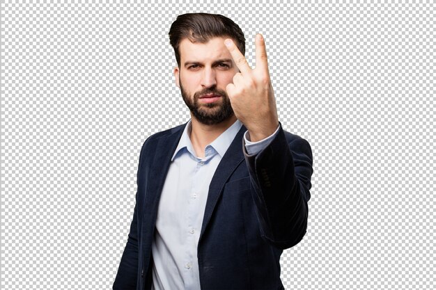 PSD young businessman with water bottle