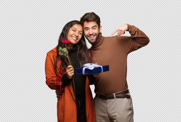 Young cool couple celebrating valentines day 