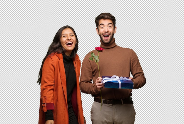 Young cool couple celebrating valentines day