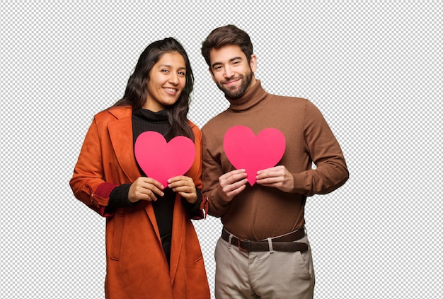 PSD young cool couple celebrating valentines day