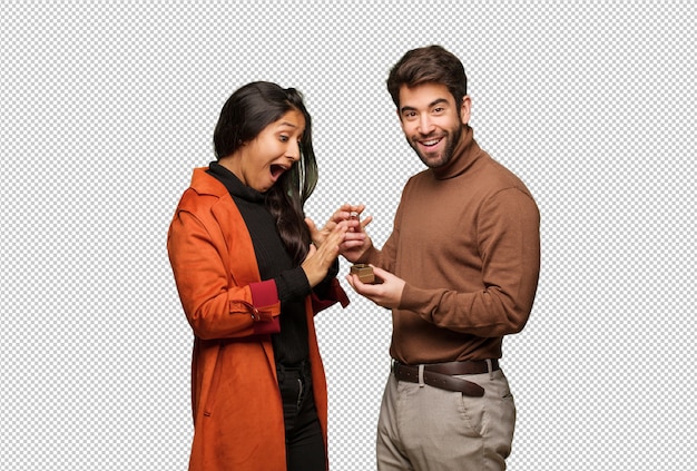 Young cool couple celebrating valentines day 