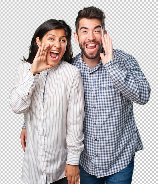 Young couple shouting