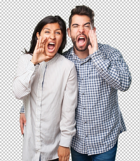 PSD young couple shouting