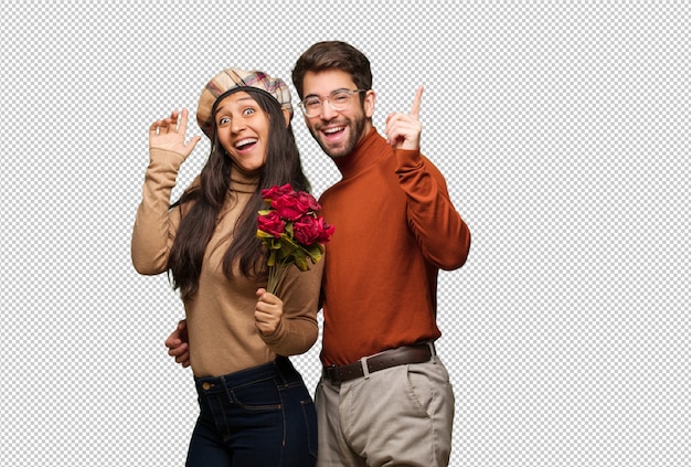 Young couple in valentines day dancing and having fun