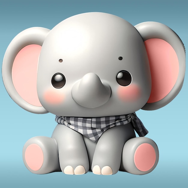 PSD Молодой милый слон маленький слон улыбающееся милое животное