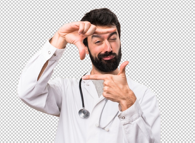 PSD young doctor focusing with his fingers