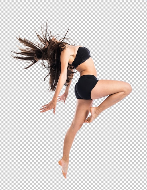 Young fitness female jumping