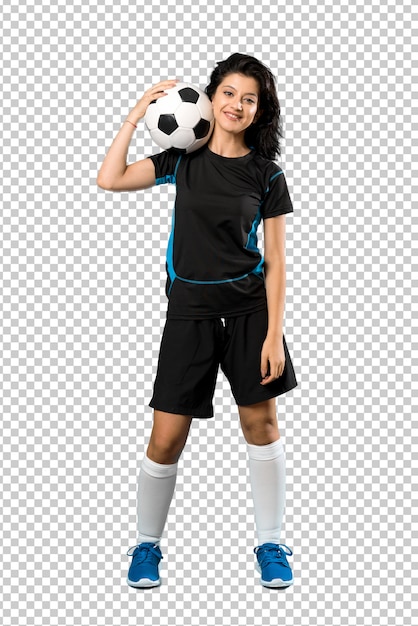 Young football player woman