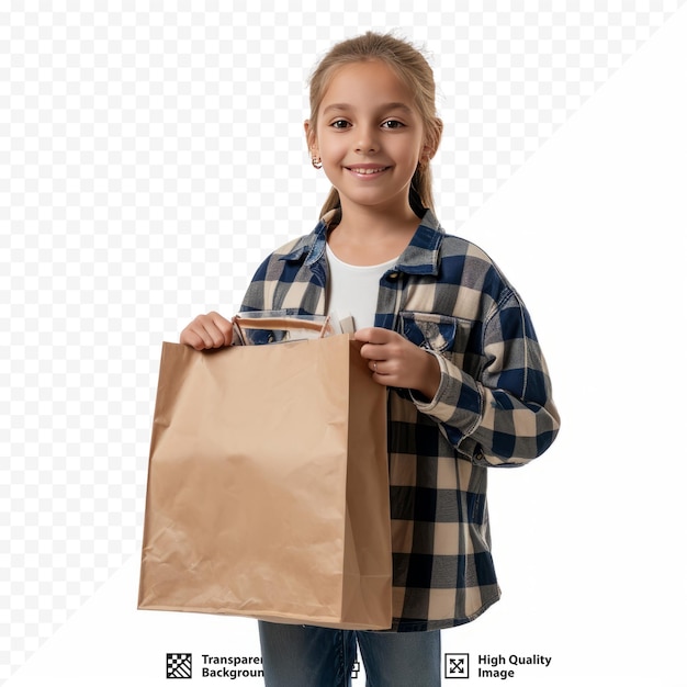 PSD young girl carrying a shopping bag