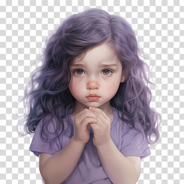 young girl illustration on transaprent background